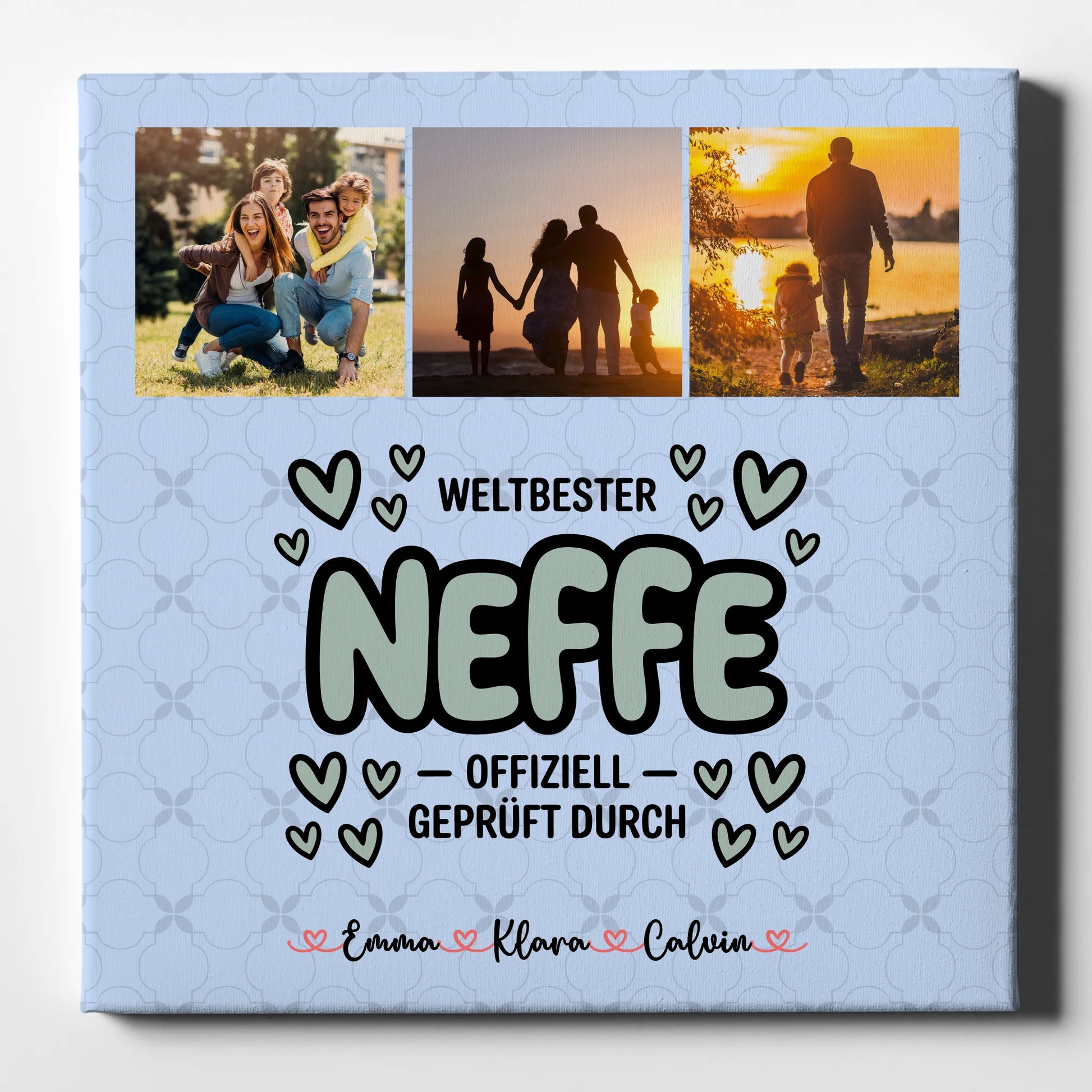 Leinwand Personalisiert Fotocollage für Neffe Weltbester Neffe Offiziell Geprüft Durch 1