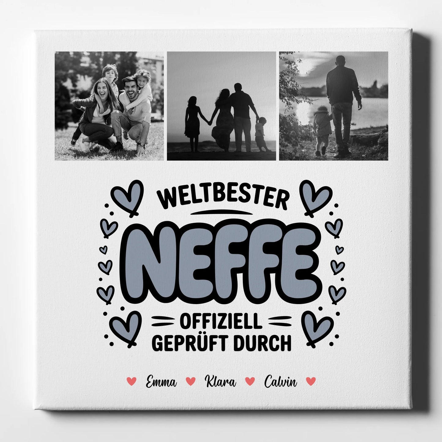 Personalisierte Leinwand Neffe Fotocollage Weltbester Neffe Offiziell Geprüft Durch 1