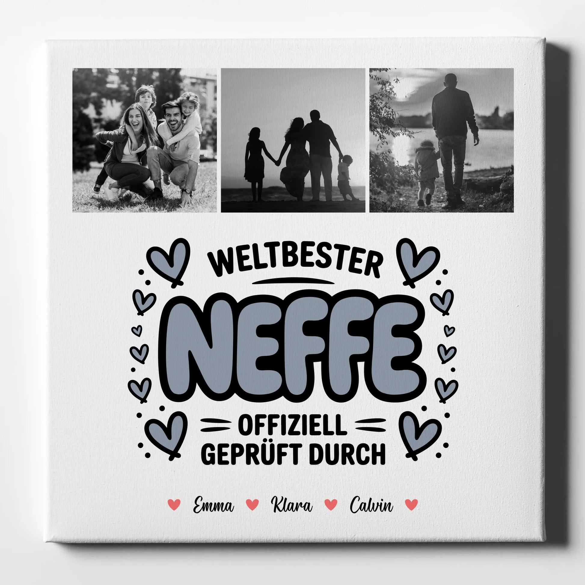 Personalisierte Leinwand Neffe Fotocollage Weltbester Neffe Offiziell Geprüft Durch 1