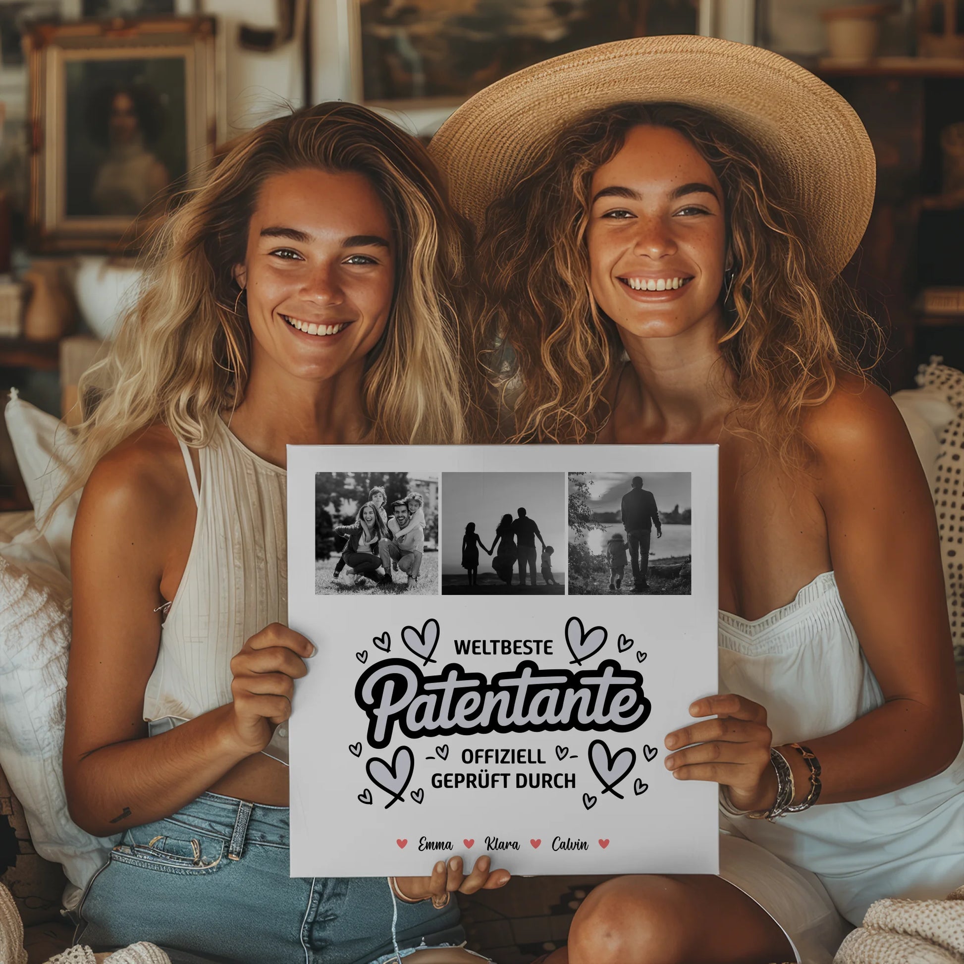 Leinwand Bild Patentante Fotocollage Weltbeste Patentante Offiziell Geprüft Durch Personalisiertes Geschenk 2