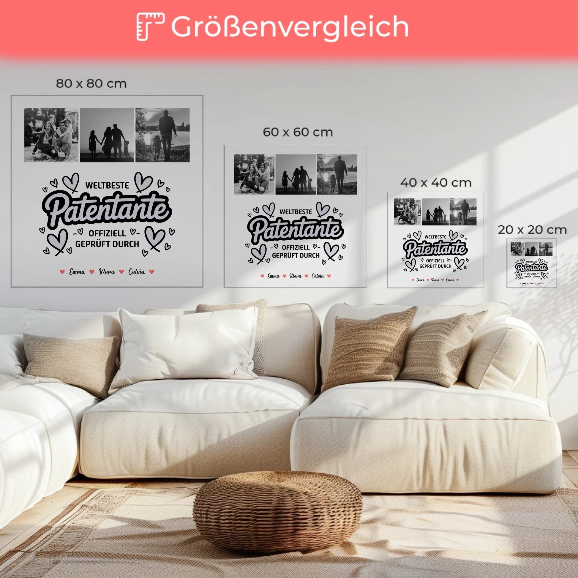 Leinwand Bild Patentante Fotocollage Weltbeste Patentante Offiziell Geprüft Durch Personalisiertes Geschenk 6