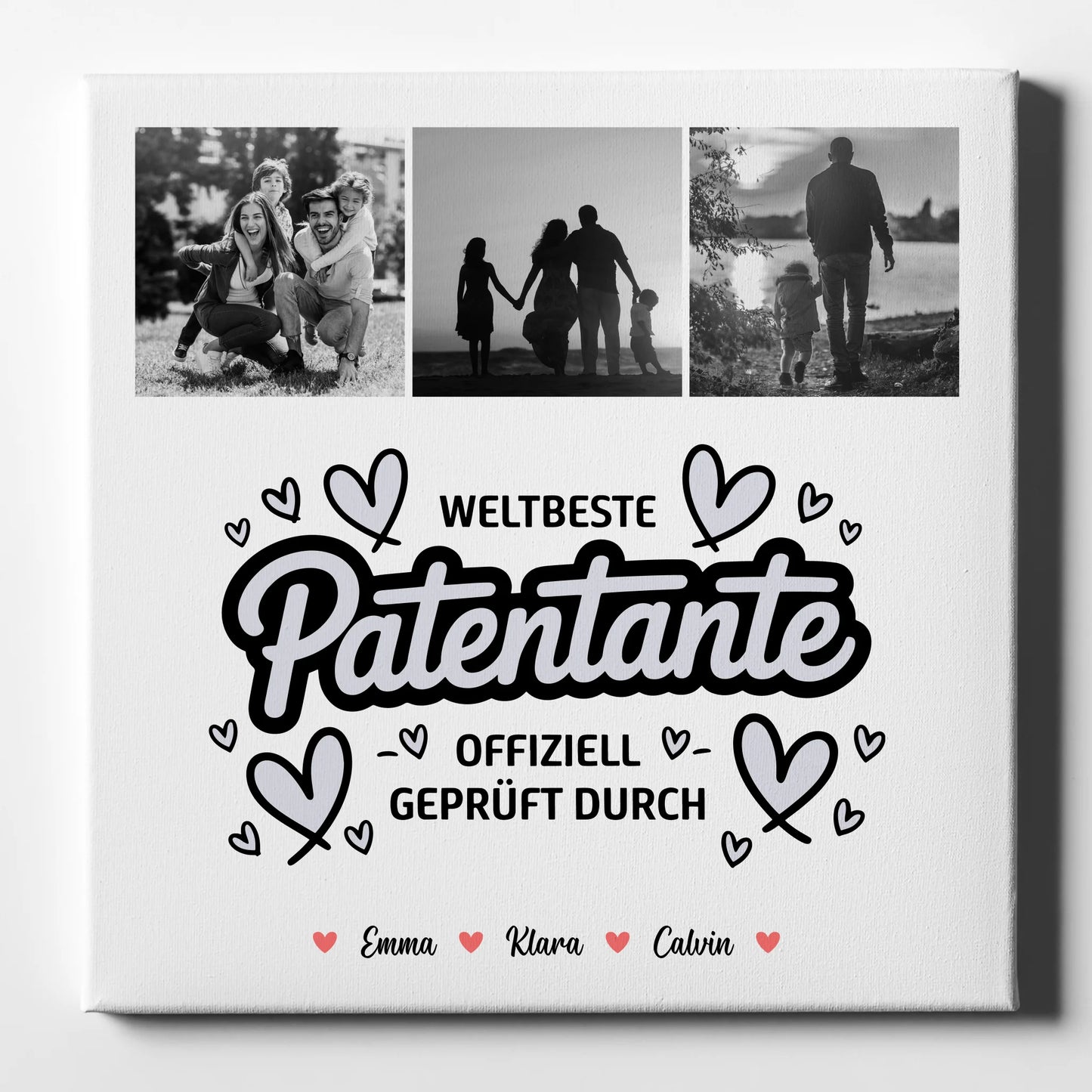 Leinwand Bild Patentante Fotocollage Weltbeste Patentante Offiziell Geprüft Durch Personalisiertes Geschenk 1