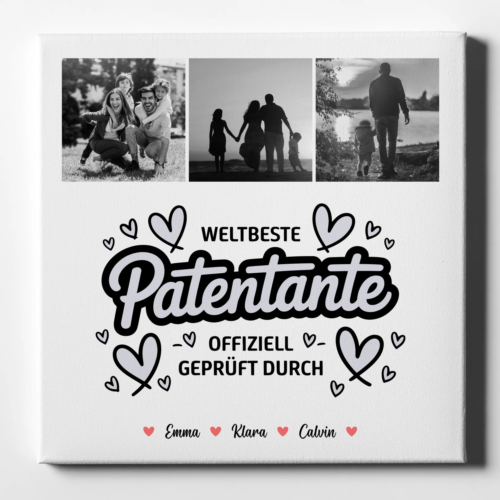 Leinwand Bild Patentante Fotocollage Weltbeste Patentante Offiziell Geprüft Durch Personalisiertes Geschenk 1