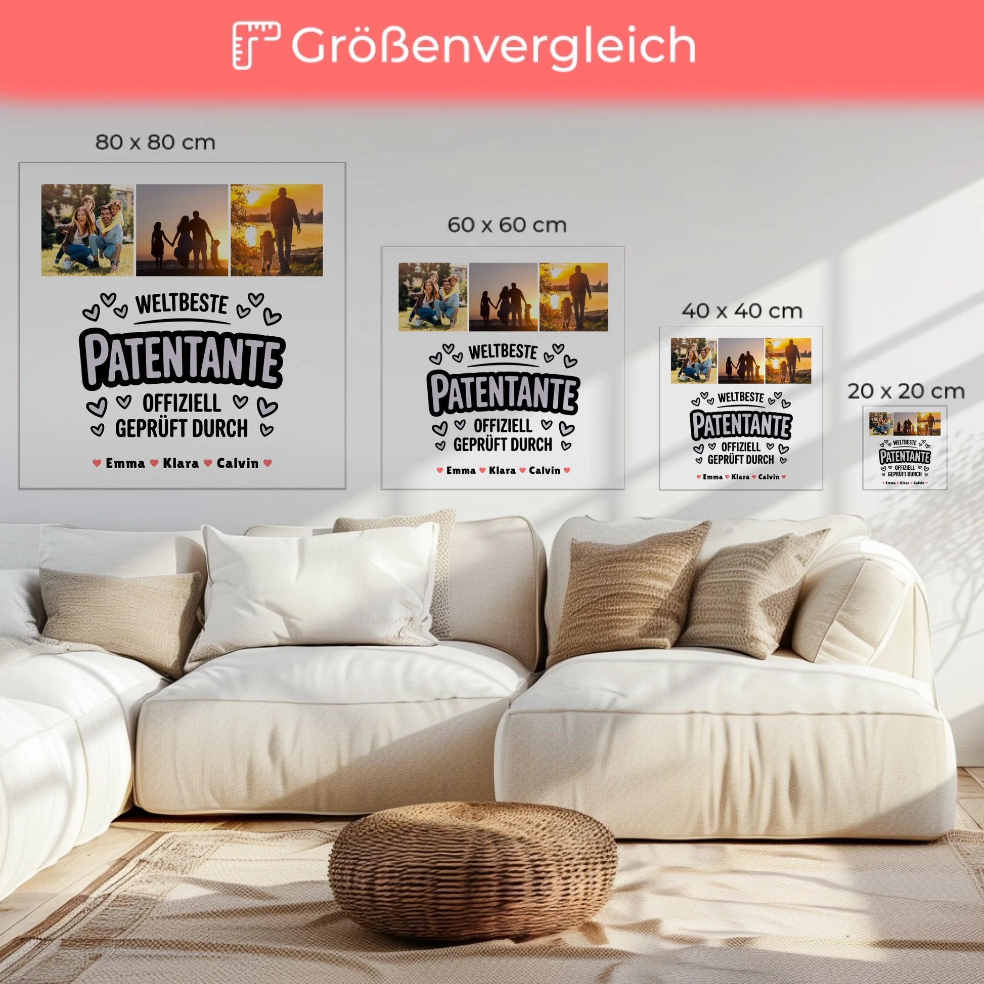 Leinwand Wandbild Geschenk Fotocollage Patentante Weltbeste Patentante Offiziell Geprüft Durch 6