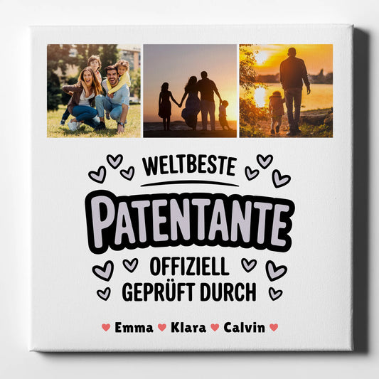 Leinwand Wandbild Geschenk Fotocollage Patentante Weltbeste Patentante Offiziell Geprüft Durch 1