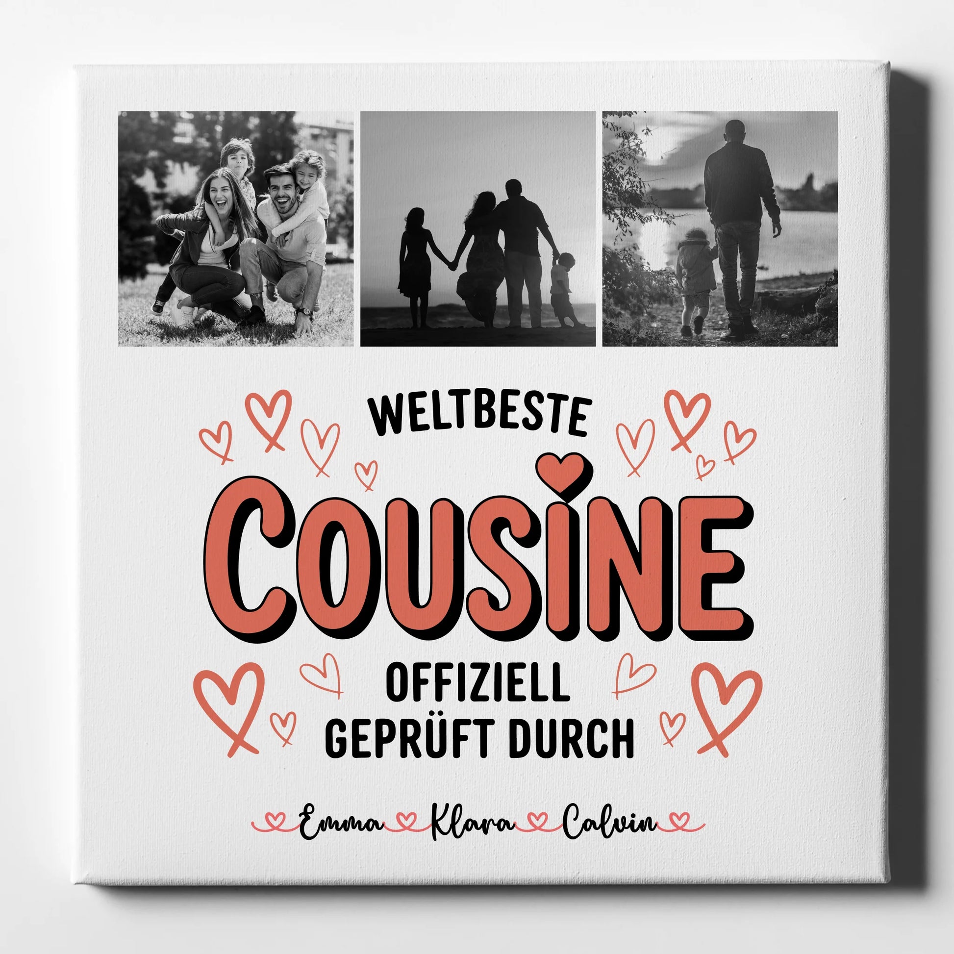Leinwand Bild Cousine Fotocollage Weltbeste Cousine Offiziell Geprüft Durch personalisiertes Geschenk 1