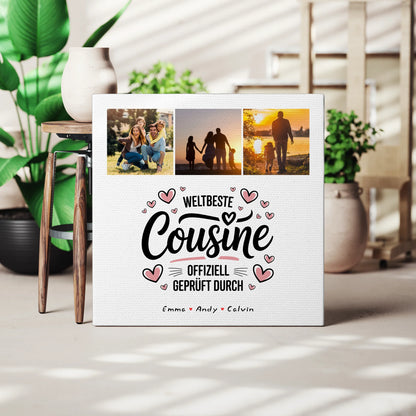 Fotocollage Großes Bild Aus Vielen Kleinen Geschenk für Cousine Weltbeste Cousine Offiziell Geprüft Durch 3