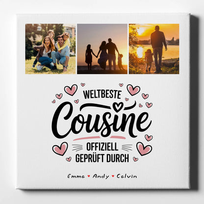 Fotocollage Großes Bild Aus Vielen Kleinen Geschenk für Cousine Weltbeste Cousine Offiziell Geprüft Durch 1