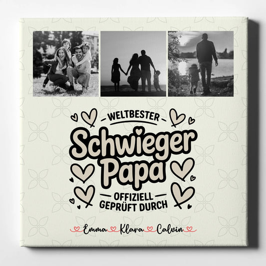 Leinwand Collagen Erstellen für Schwiegerpapa Weltbester Schwiegerpapa Offiziell Geprüft Durch 1