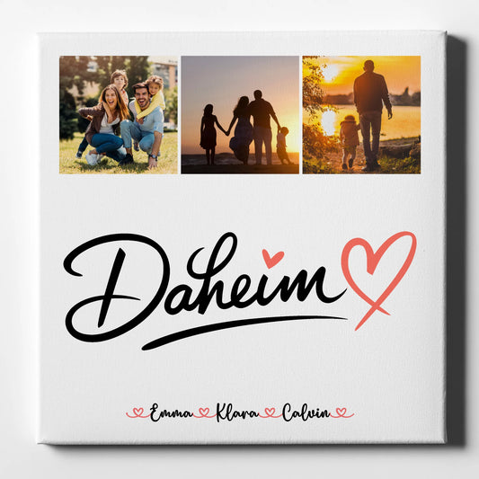 Leinwand Wandbild Familie Personalisiert Fotocollage für Familie Daheim 1