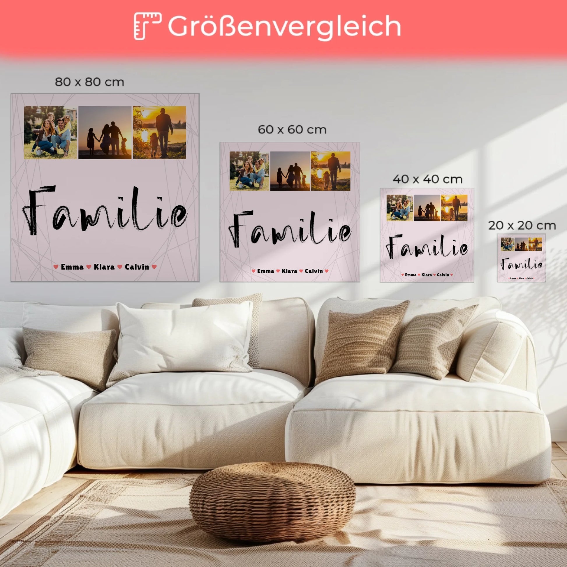 Leinwand Wandbild Familie Personalisiert Geschenk Fotocollage Familie für Zuhause 6