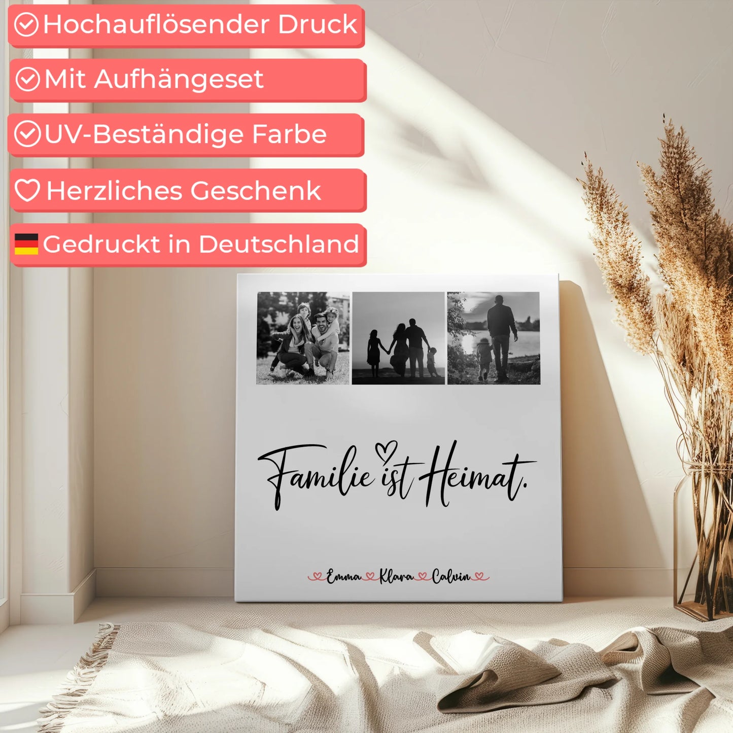 Familienbild Personalisiert Leinwand Fotocollage Familie Familie Ist Heimat Geschenkidee 5