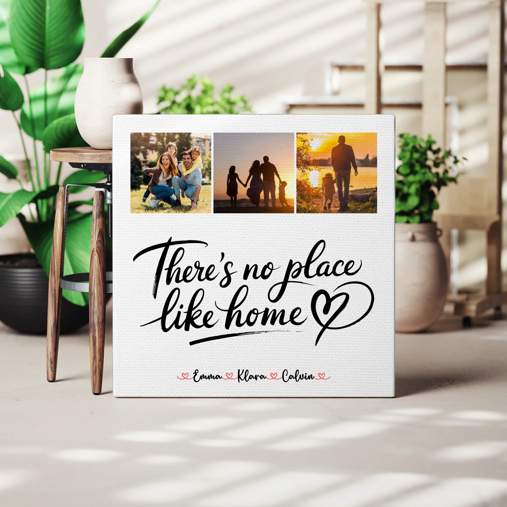 Familien Leinwand Personalisiert mit Fotocollage für Familie No Place Like Home Geschenk 3