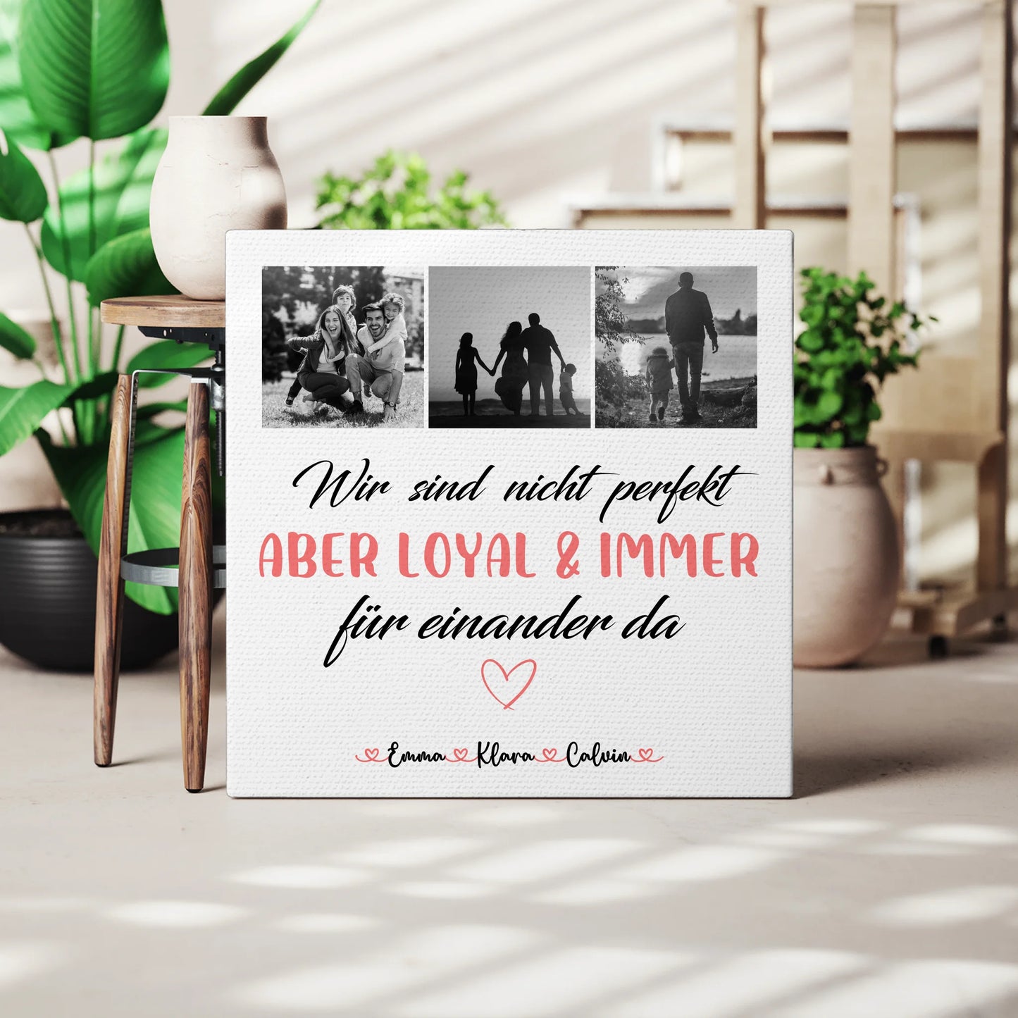 Familienbild Personalisiert Leinwand Familie Fotocollage Nicht Perfekt Aber Loyal Geschenkidee 3