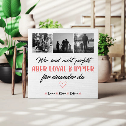 Familienbild Personalisiert Leinwand Familie Fotocollage Nicht Perfekt Aber Loyal Geschenkidee 3