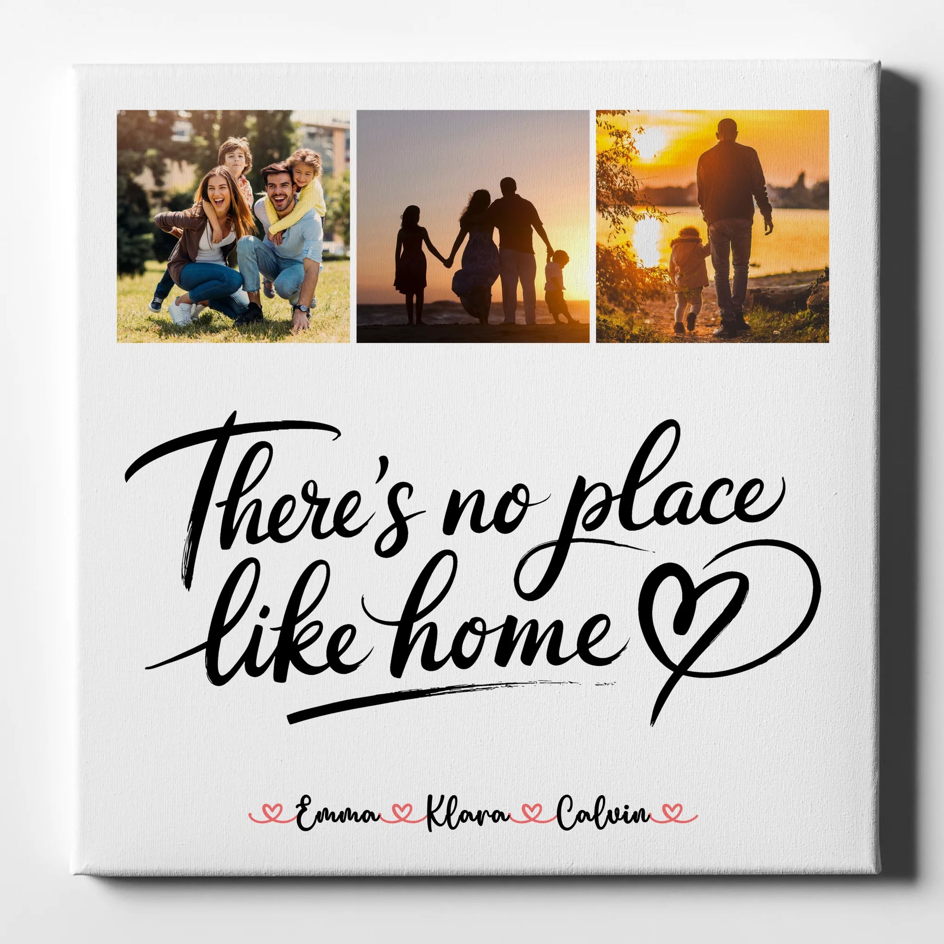 Familien Leinwand Personalisiert mit Fotocollage für Familie No Place Like Home Geschenk 1