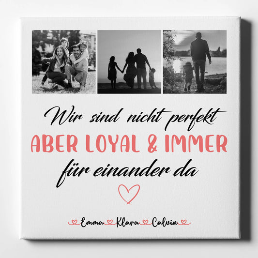 Familienbild Personalisiert Leinwand Familie Fotocollage Nicht Perfekt Aber Loyal Geschenkidee 1