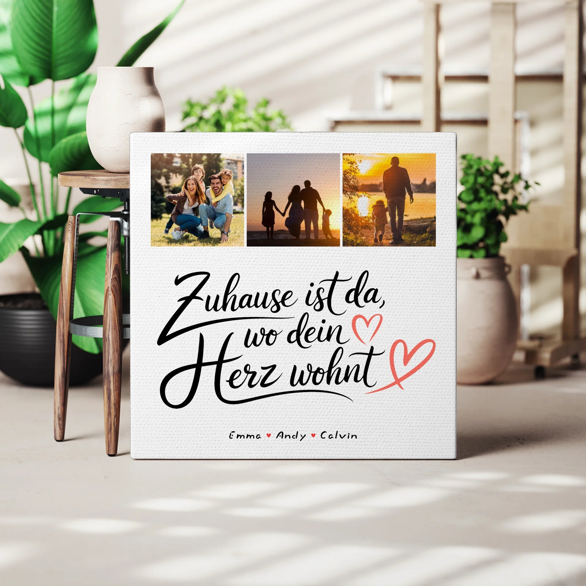 Familienbild Personalisiert Geschenk Fotocollage Familie Wo Dein Herz Wohnt 3