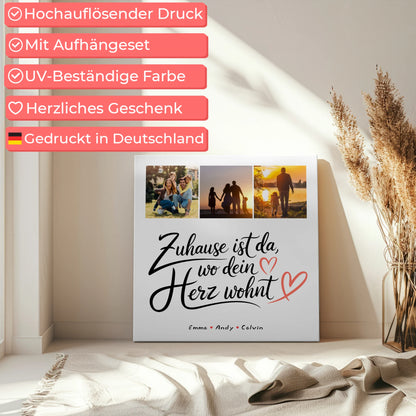 Familienbild Personalisiert Geschenk Fotocollage Familie Wo Dein Herz Wohnt 5