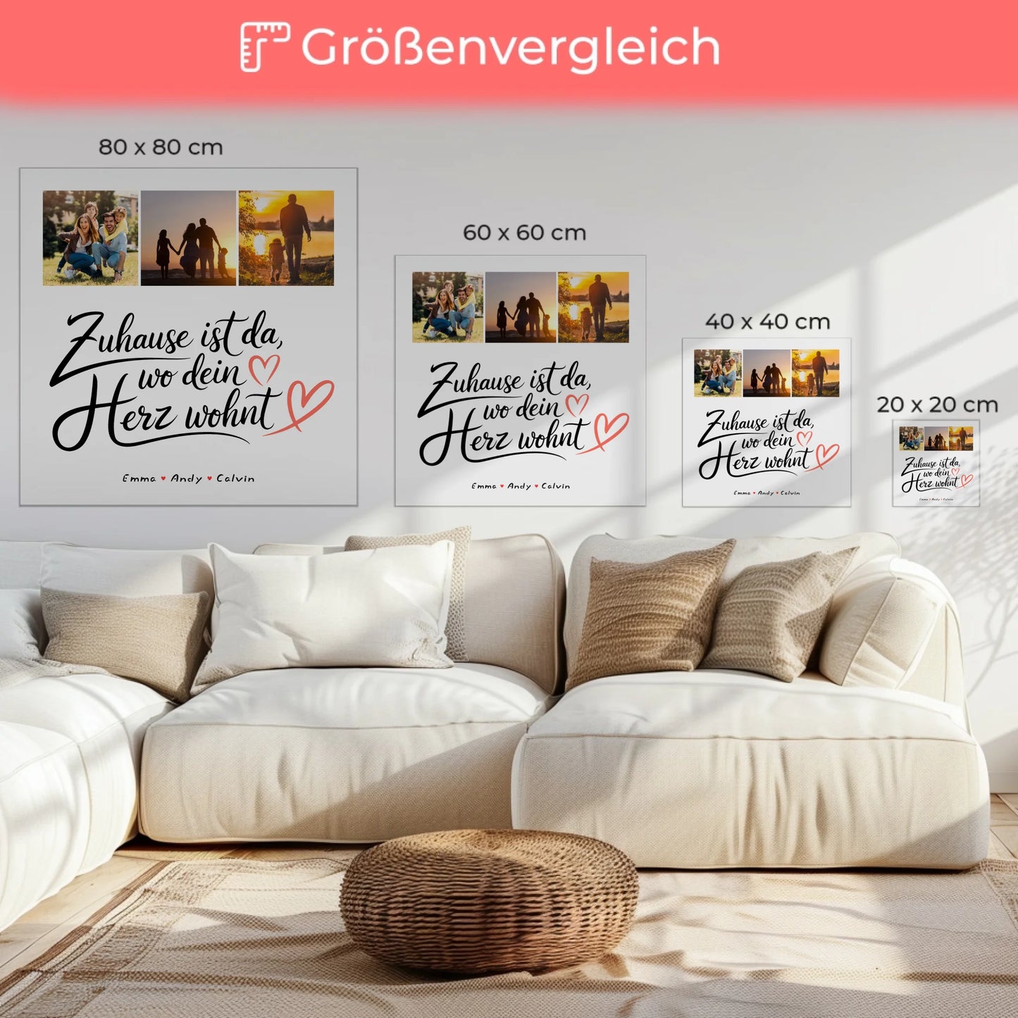 Familienbild Personalisiert Geschenk Fotocollage Familie Wo Dein Herz Wohnt 6