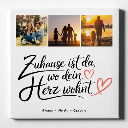 Familienbild Personalisiert Geschenk Fotocollage Familie Wo Dein Herz Wohnt 1