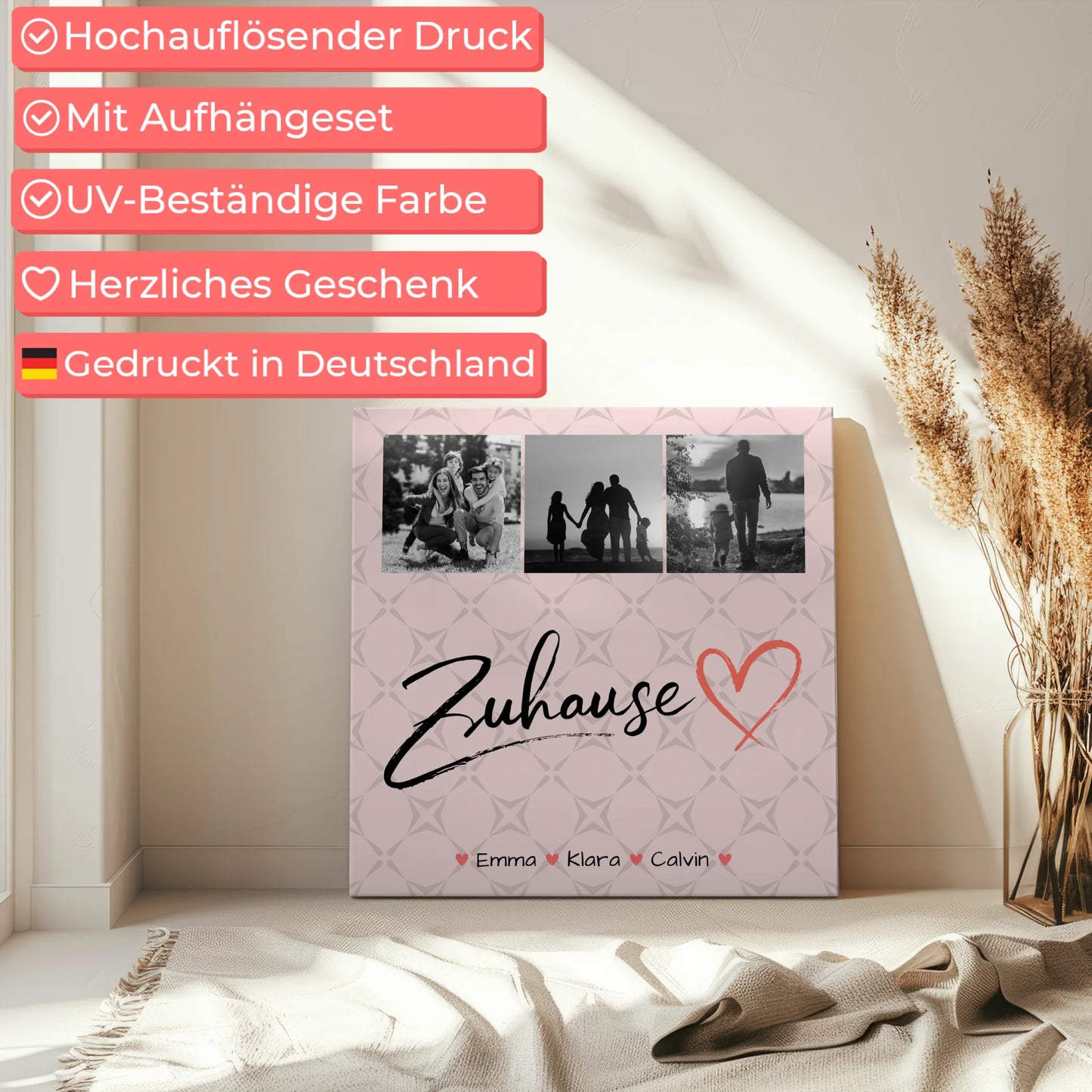 Familienbild Personalisiert Fotocollage Familie als Wanddeko für Zuhause 5