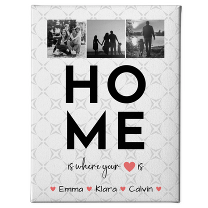 Familienbild Personalisiert Leinwand Geschenk Fotocollage Familie Home Is Where Your Heart Is 1