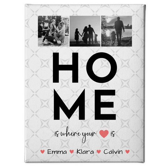 Familienbild Personalisiert Leinwand Geschenk Fotocollage Familie Home Is Where Your Heart Is 1