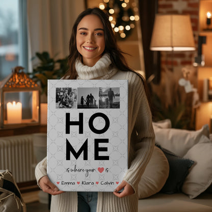 Familienbild Personalisiert Leinwand Geschenk Fotocollage Familie Home Is Where Your Heart Is 2