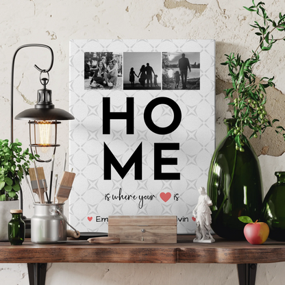Familienbild Personalisiert Leinwand Geschenk Fotocollage Familie Home Is Where Your Heart Is 3