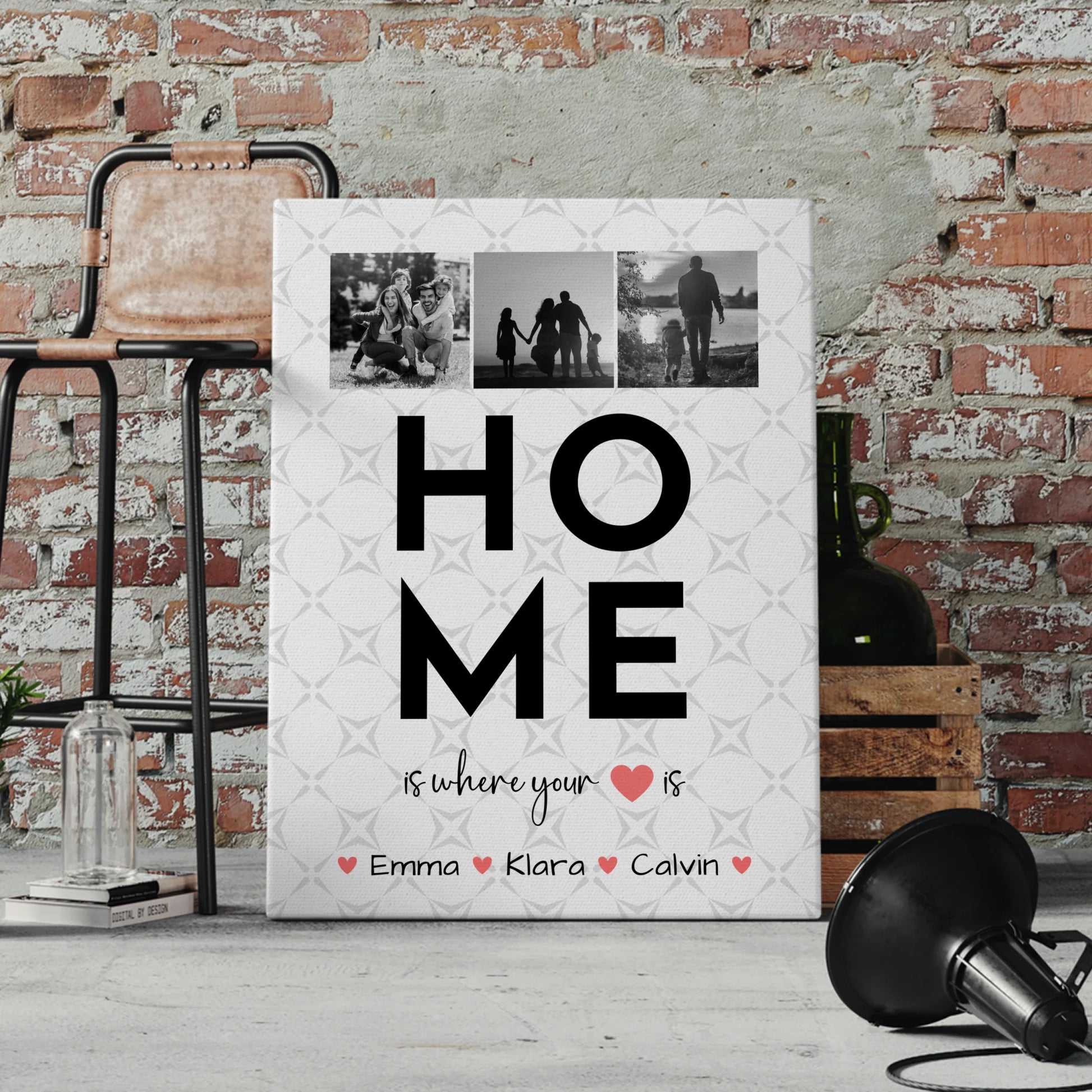 Familienbild Personalisiert Leinwand Geschenk Fotocollage Familie Home Is Where Your Heart Is 4