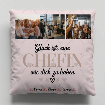 Foto Kissen Mit Namen Fotocollage für Chefin Glück Ist eine Chefin Wie Dich Zu Haben Geschenk 1