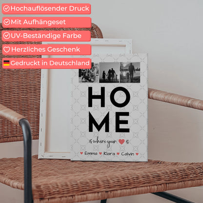Familienbild Personalisiert Leinwand Geschenk Fotocollage Familie Home Is Where Your Heart Is 5