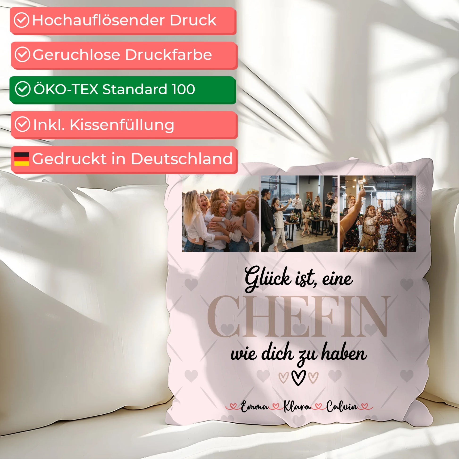 Foto Kissen Mit Namen Fotocollage für Chefin Glück Ist eine Chefin Wie Dich Zu Haben Geschenk 2