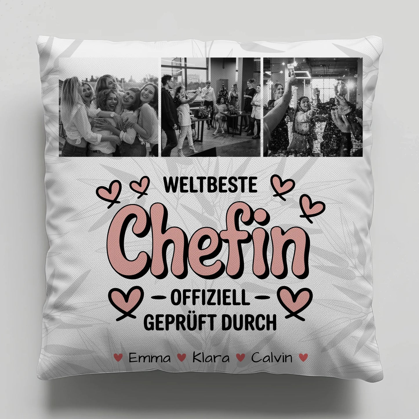Personalisierte Geschenke mit Namen Kissen Fotocollage Chefin Weltbeste Chefin Offiziell Geprüft Durch 1