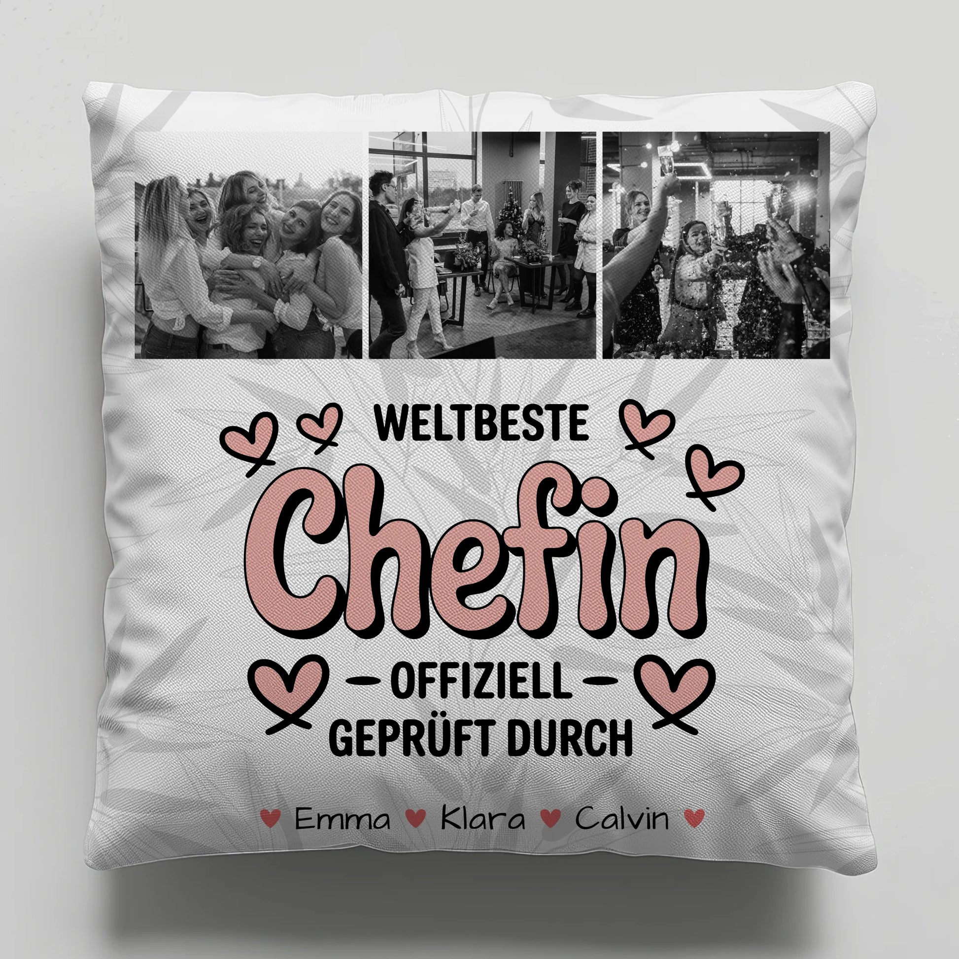 Personalisierte Geschenke mit Namen Kissen Fotocollage Chefin Weltbeste Chefin Offiziell Geprüft Durch 1