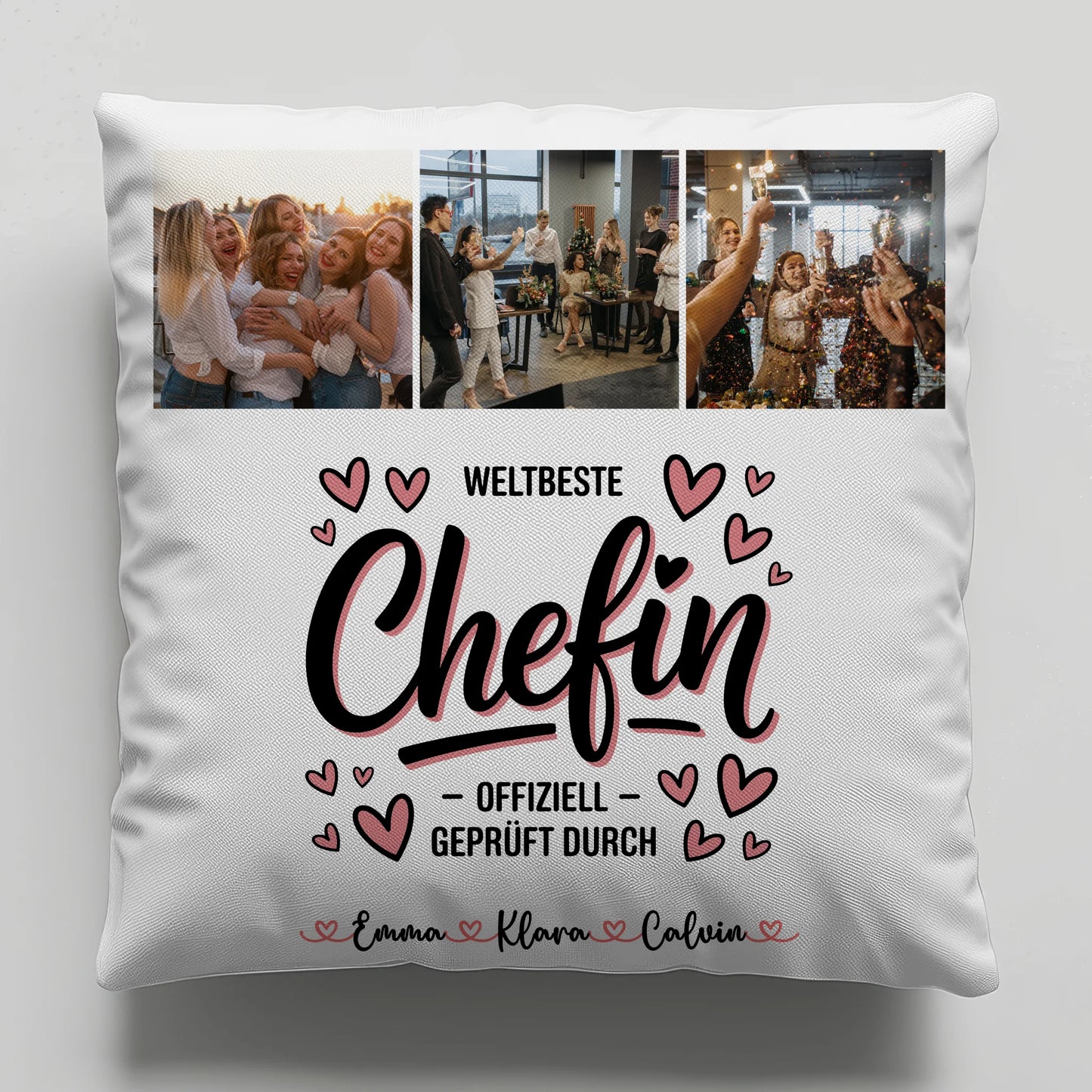 Kissen Mit Namen Fotocollage für Chefin Weltbeste Chefin Offiziell Geprüft Durch Geschenk 1