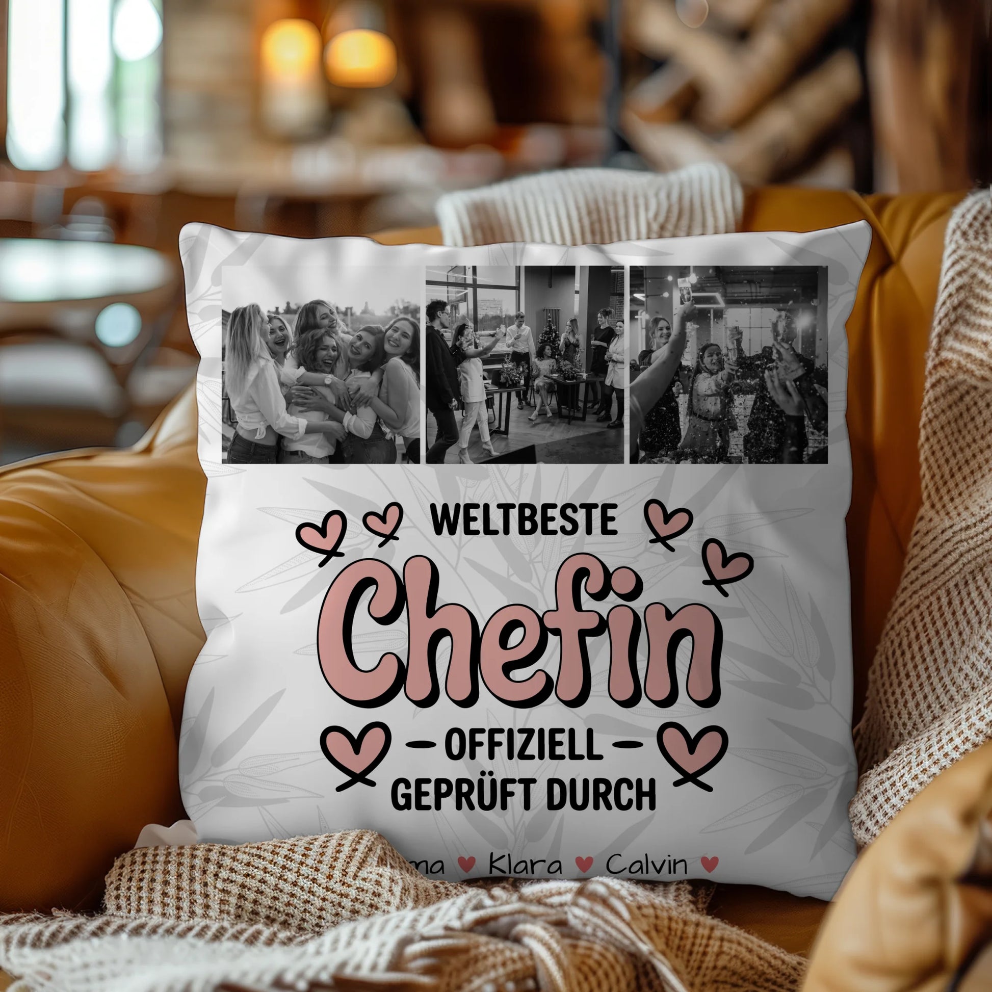 Personalisierte Geschenke mit Namen Kissen Fotocollage Chefin Weltbeste Chefin Offiziell Geprüft Durch 4