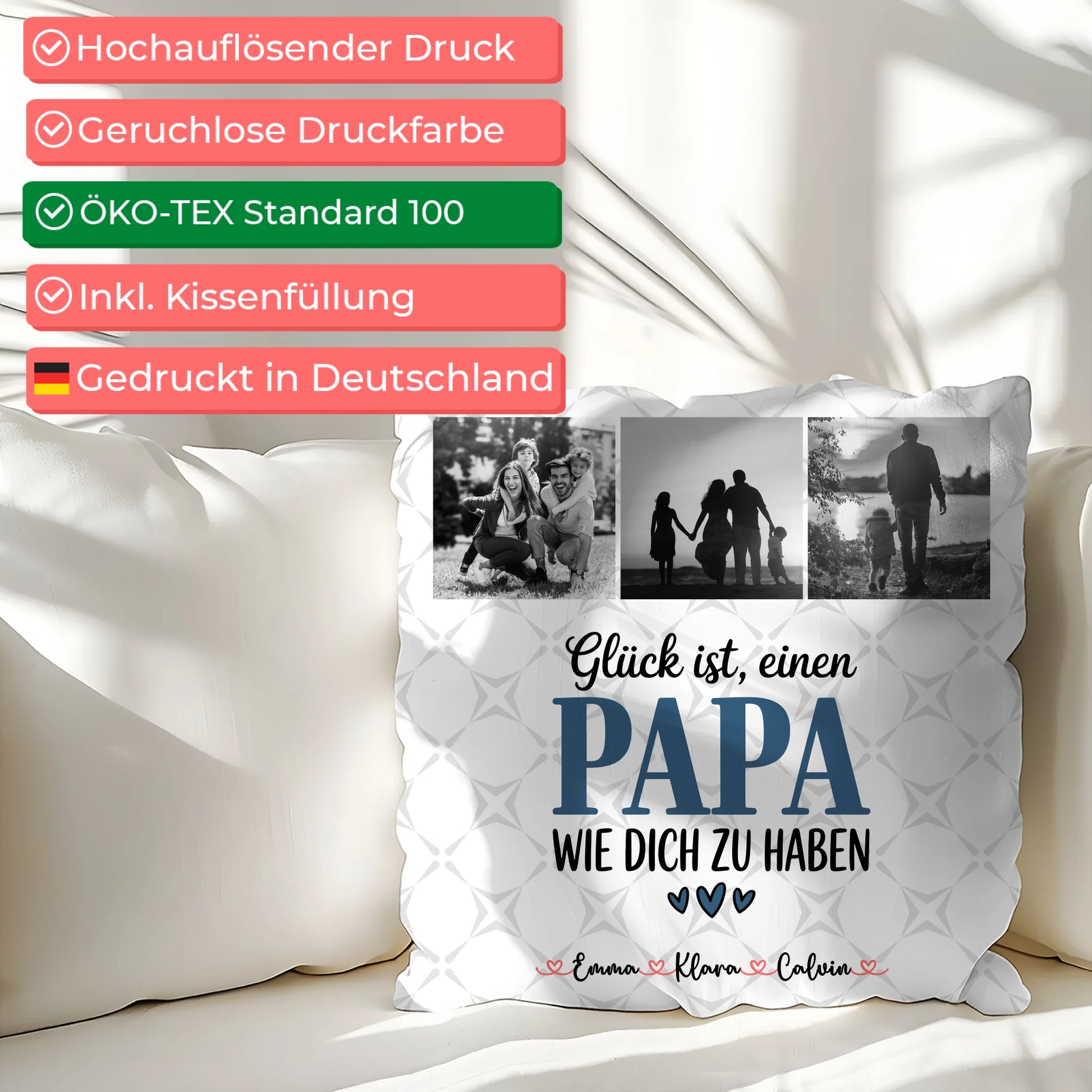 Personalisierte Kissen Mit Spruch Für Papa Fotocollage Papa Glück ist einen Papa wie dich zu haben 2