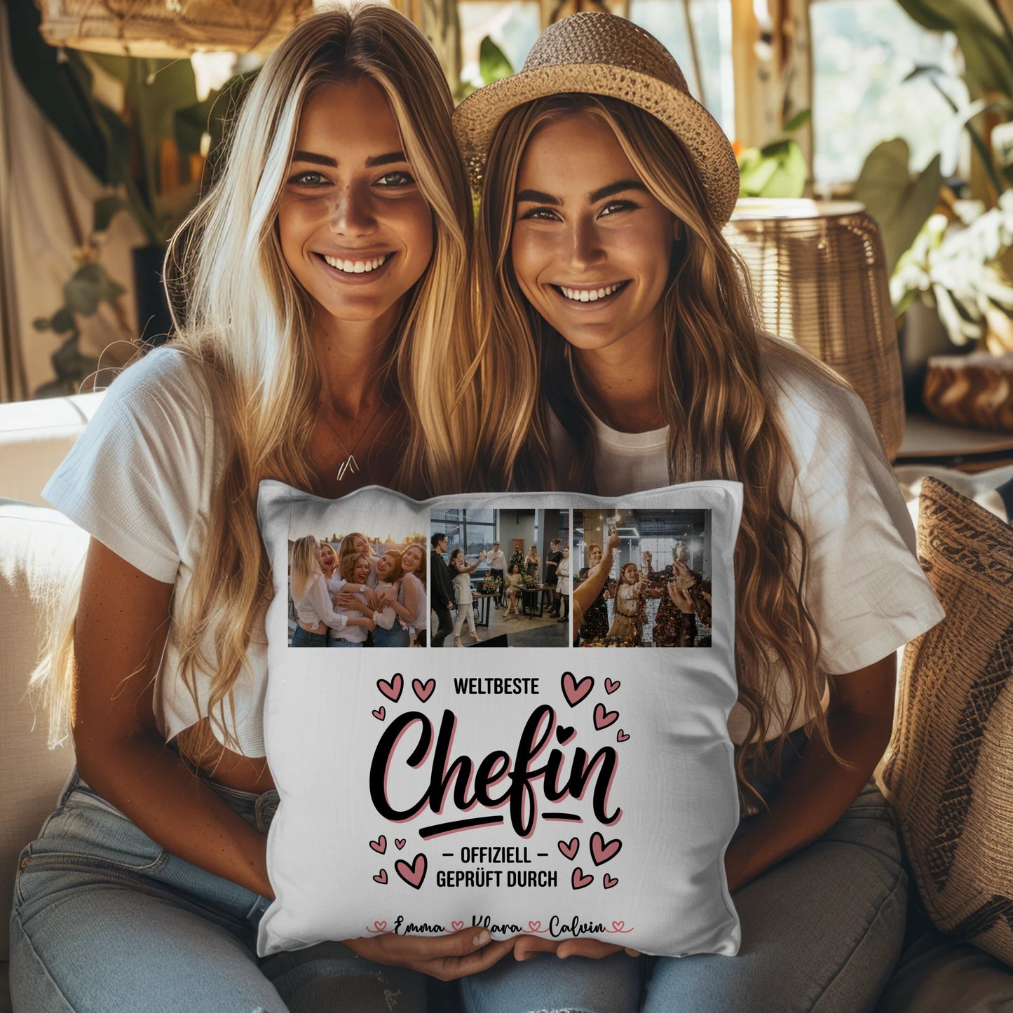 Kissen Mit Namen Fotocollage für Chefin Weltbeste Chefin Offiziell Geprüft Durch Geschenk 3