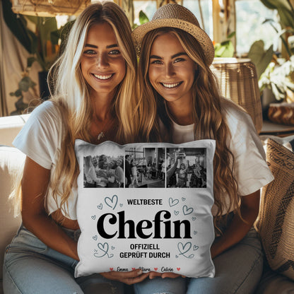 Personalisierte Kissen Mit Namen Chefin Fotocollage Weltbeste Chefin Offiziell Geprüft Durch 3