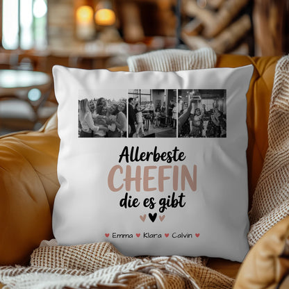 Personalisierte Geschenke mit Namen Kissen Fotocollage Chefin Allerbeste Chefin Die Es Gibt