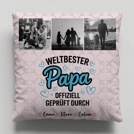Kissen Für Vatertag Papa Fotocollage Weltbester Papa Offiziell Geprüft Durch 1