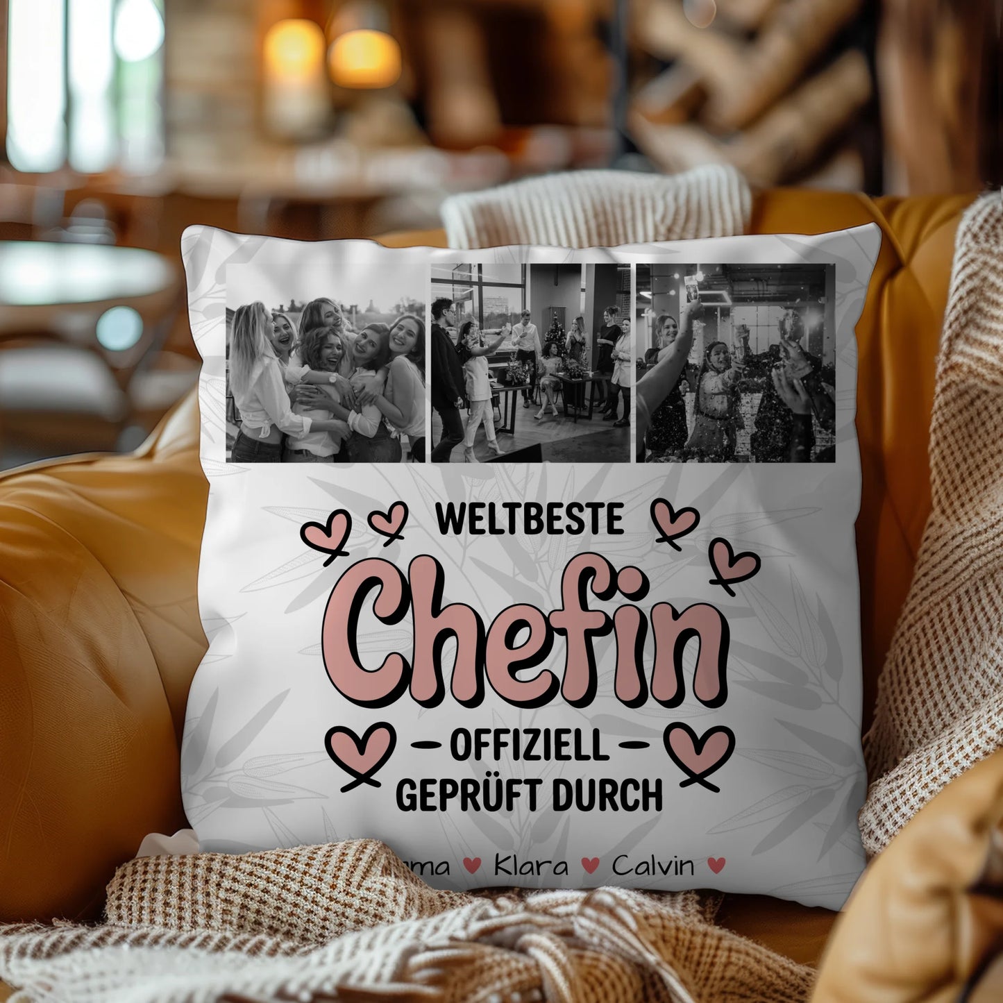Personalisierte Geschenke mit Namen Kissen Fotocollage Chefin Weltbeste Chefin Offiziell Geprüft Durch 9