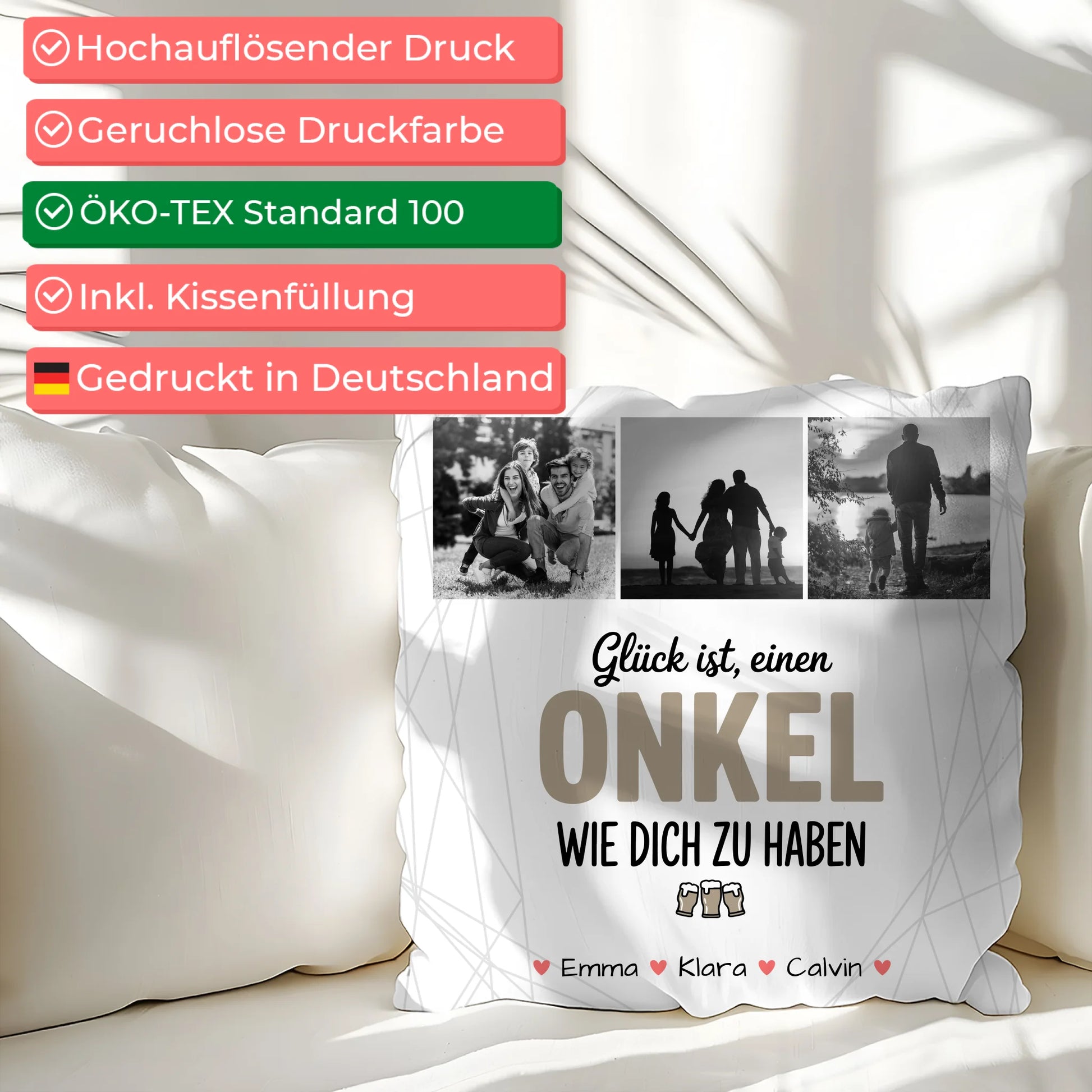 Personalisierte Onkel Kissen mit Fotocollage Glück Ist Einen Onkel Wie Dich Haben Geschenkidee 2