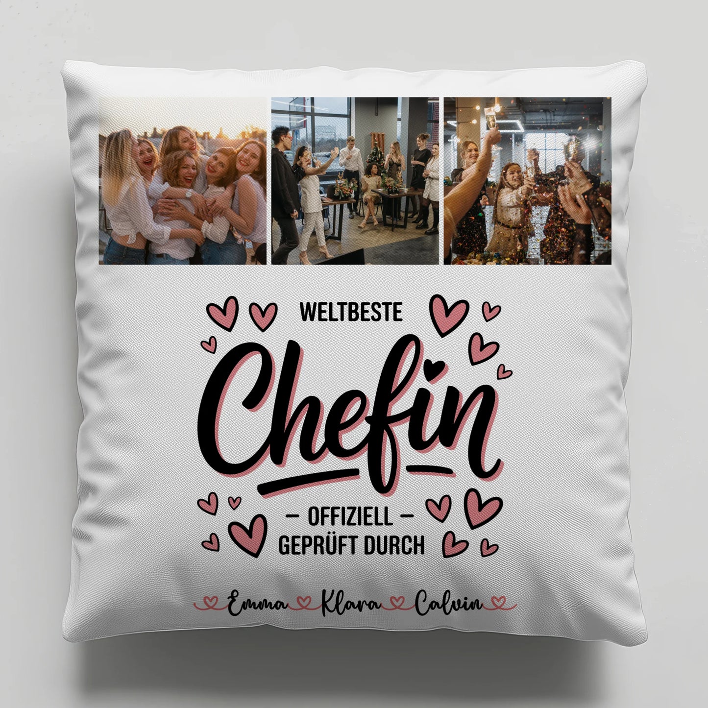 Kissen Mit Namen Fotocollage für Chefin Weltbeste Chefin Offiziell Geprüft Durch Geschenk 6