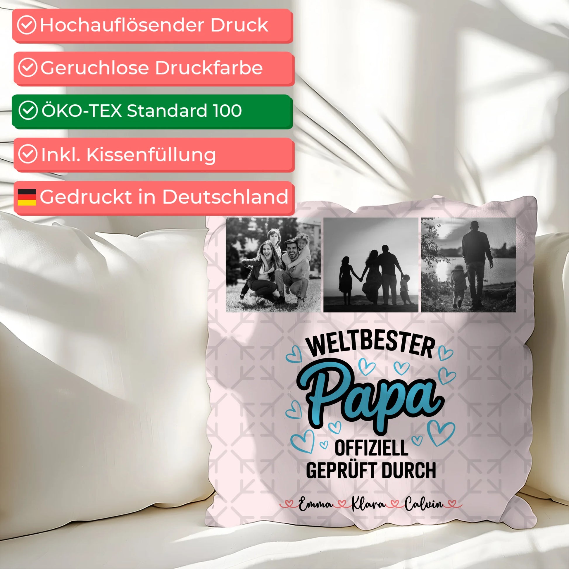 Kissen Für Vatertag Papa Fotocollage Weltbester Papa Offiziell Geprüft Durch 2