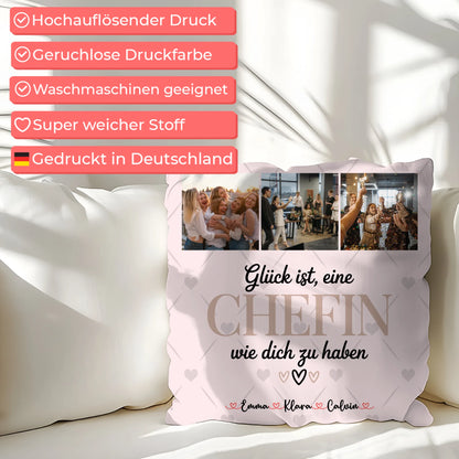 Foto Kissen Mit Namen Fotocollage für Chefin Glück Ist eine Chefin Wie Dich Zu Haben Geschenk 7