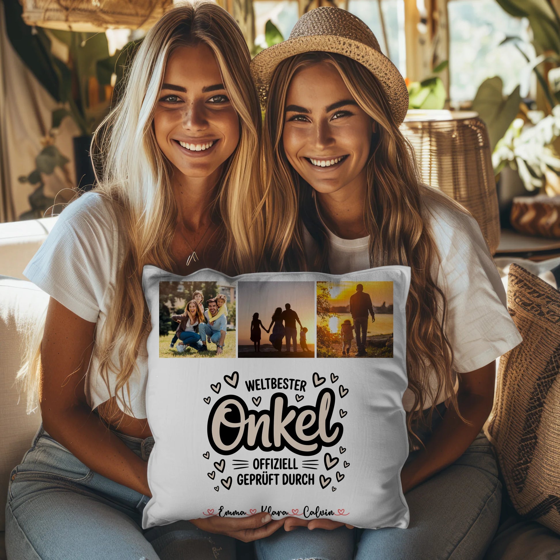 Onkel Kissen Fotocollage für Onkel Weltbester Onkel Offiziell Geprüft Durch 3