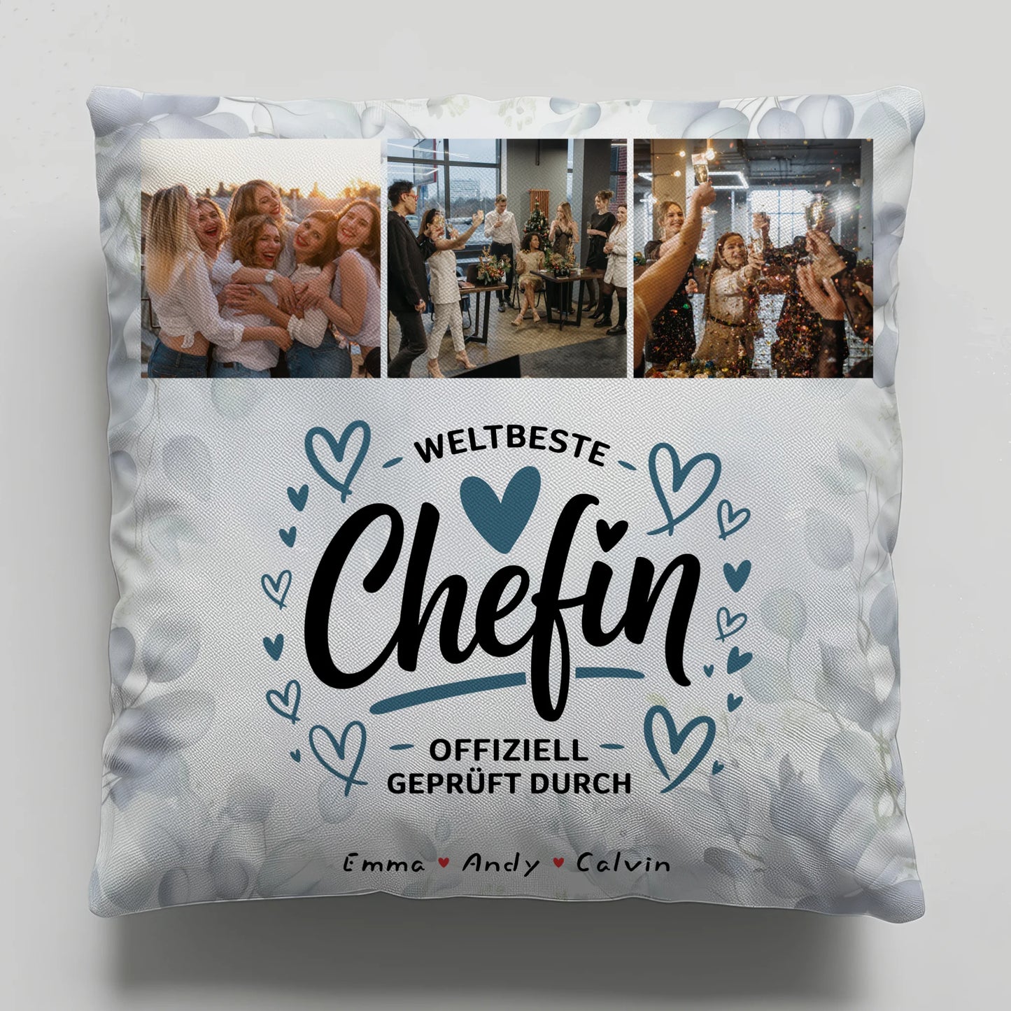 Personalisierte Geschenke für Chefin mit Namen Kissen Geschenk Fotocollage Weltbeste Chefin Offiziell Geprüft Durch 6